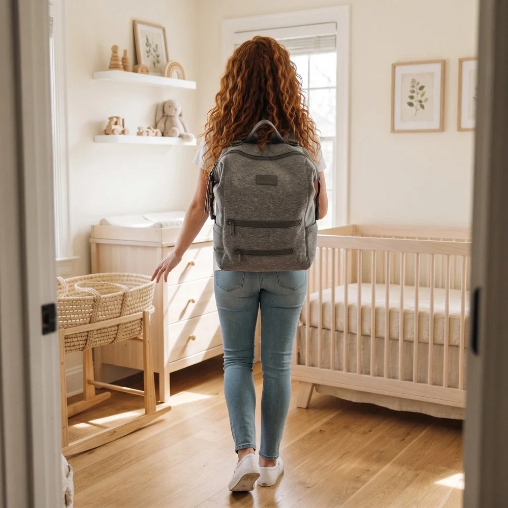 Dagne Dover Indi Diaper Backpack Dark Grey Heather Neoprene Large Travel Bag